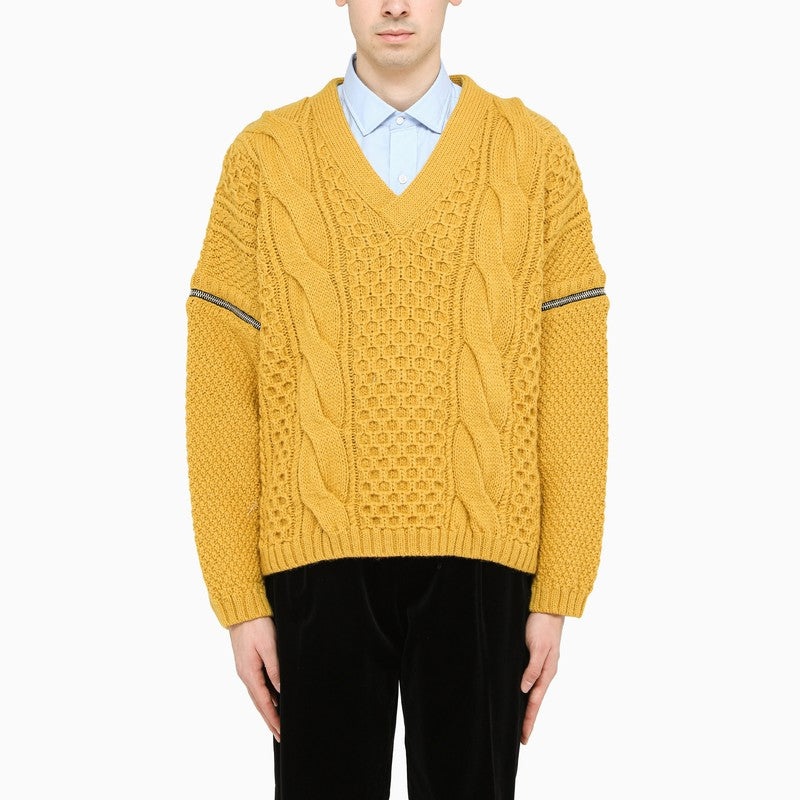 GUCCI Gucci Yellow Knitted Sweater With Zip Detailing Men luosophy REVERSIBLE