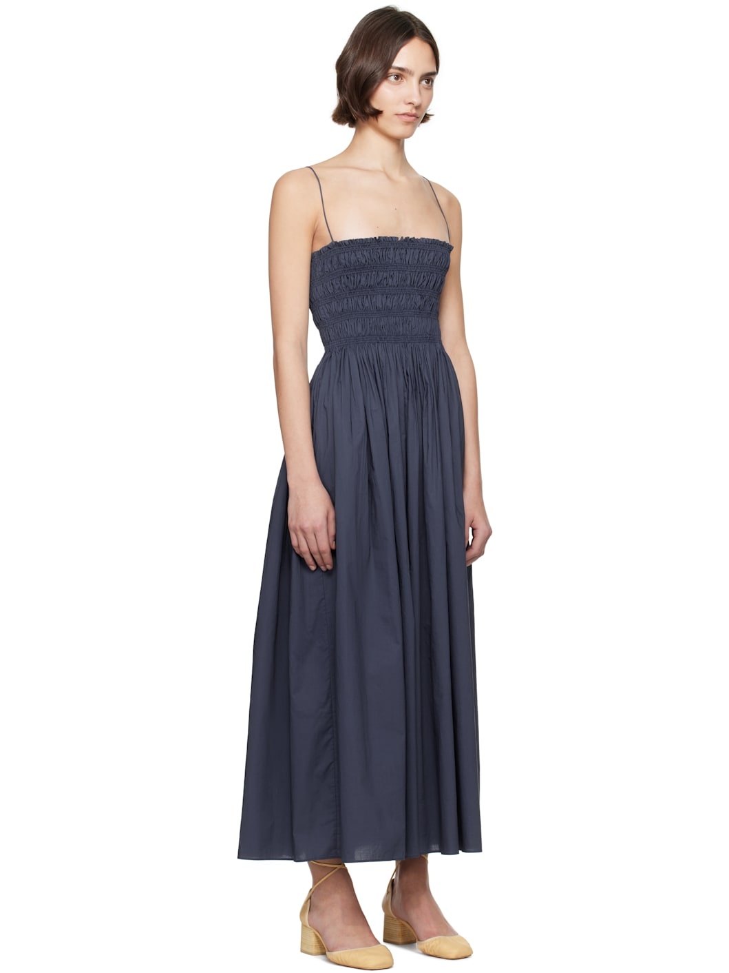 Navy Shirred Bodice Maxi Dress - 2