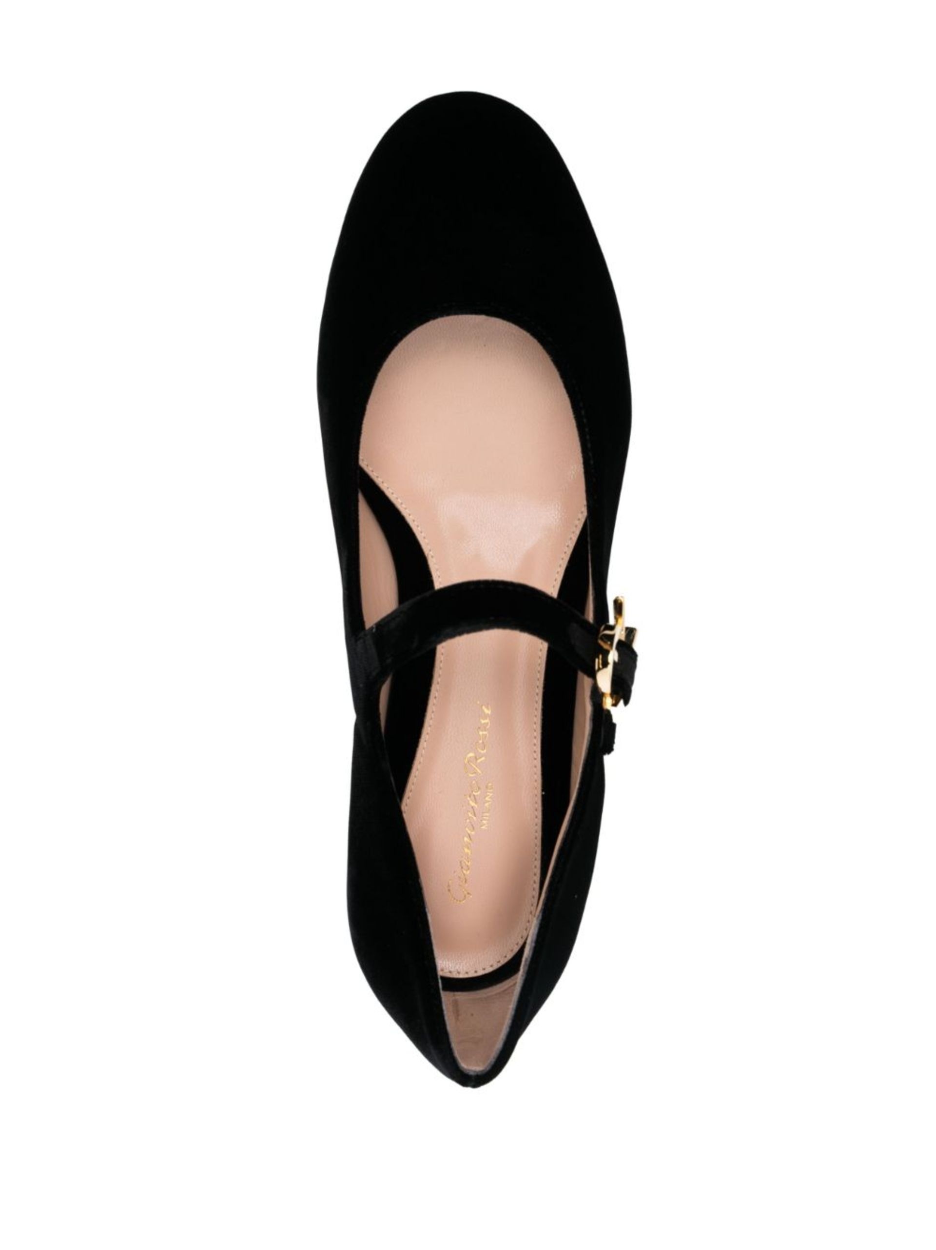 Black Mary Velvet Ballerina Shoes - 4