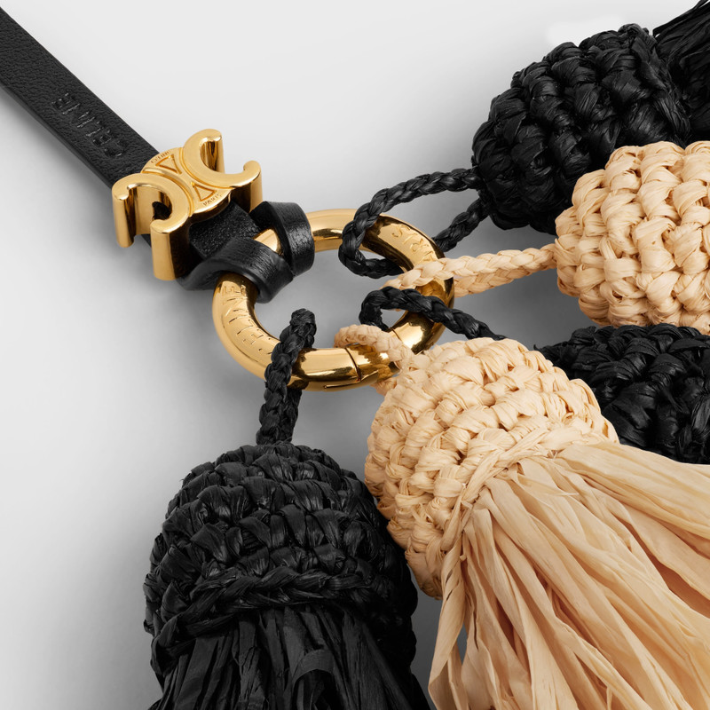 MULTI POMPON CHARM IN RAFFIA AND SMOOTH LAMBSKIN 5