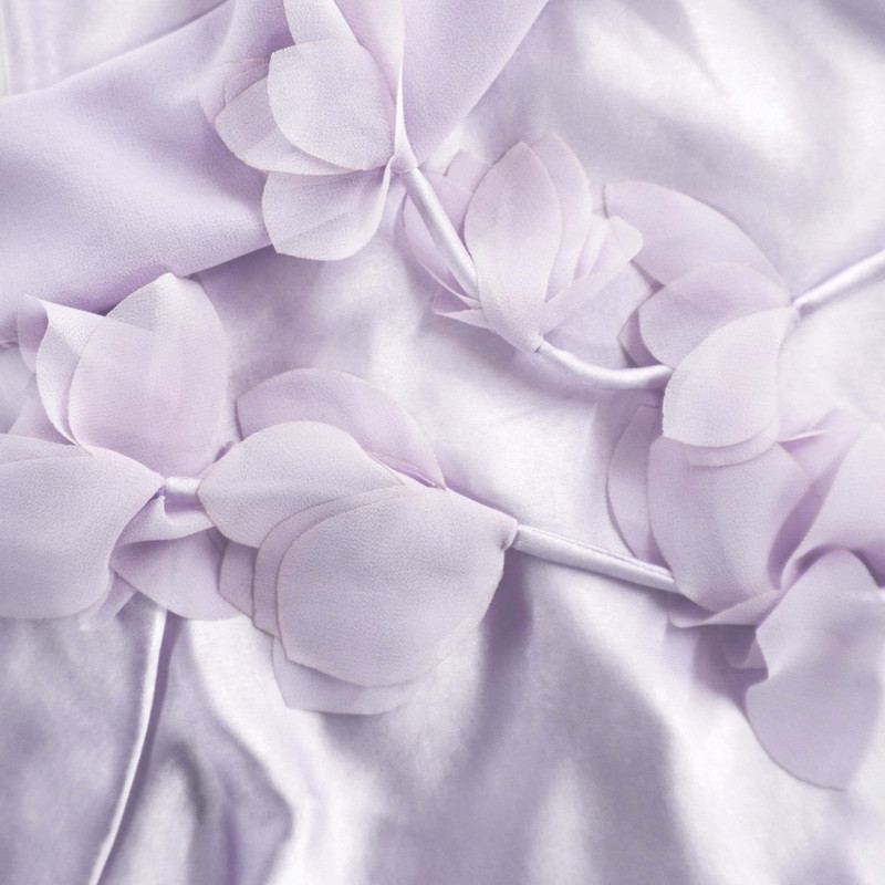 Lilac Flower Satin Maxi Dress 5