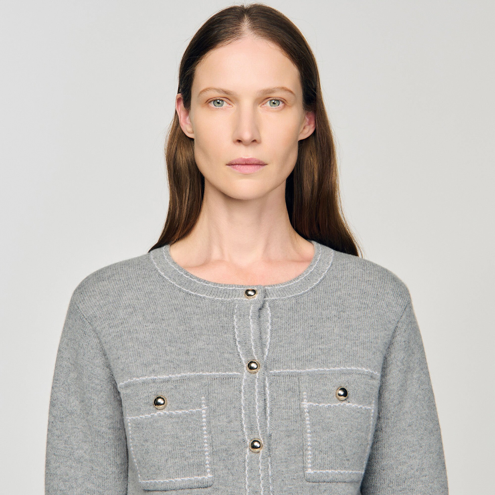 CARDIGAN WITH CONTRAST STITCHING - 3