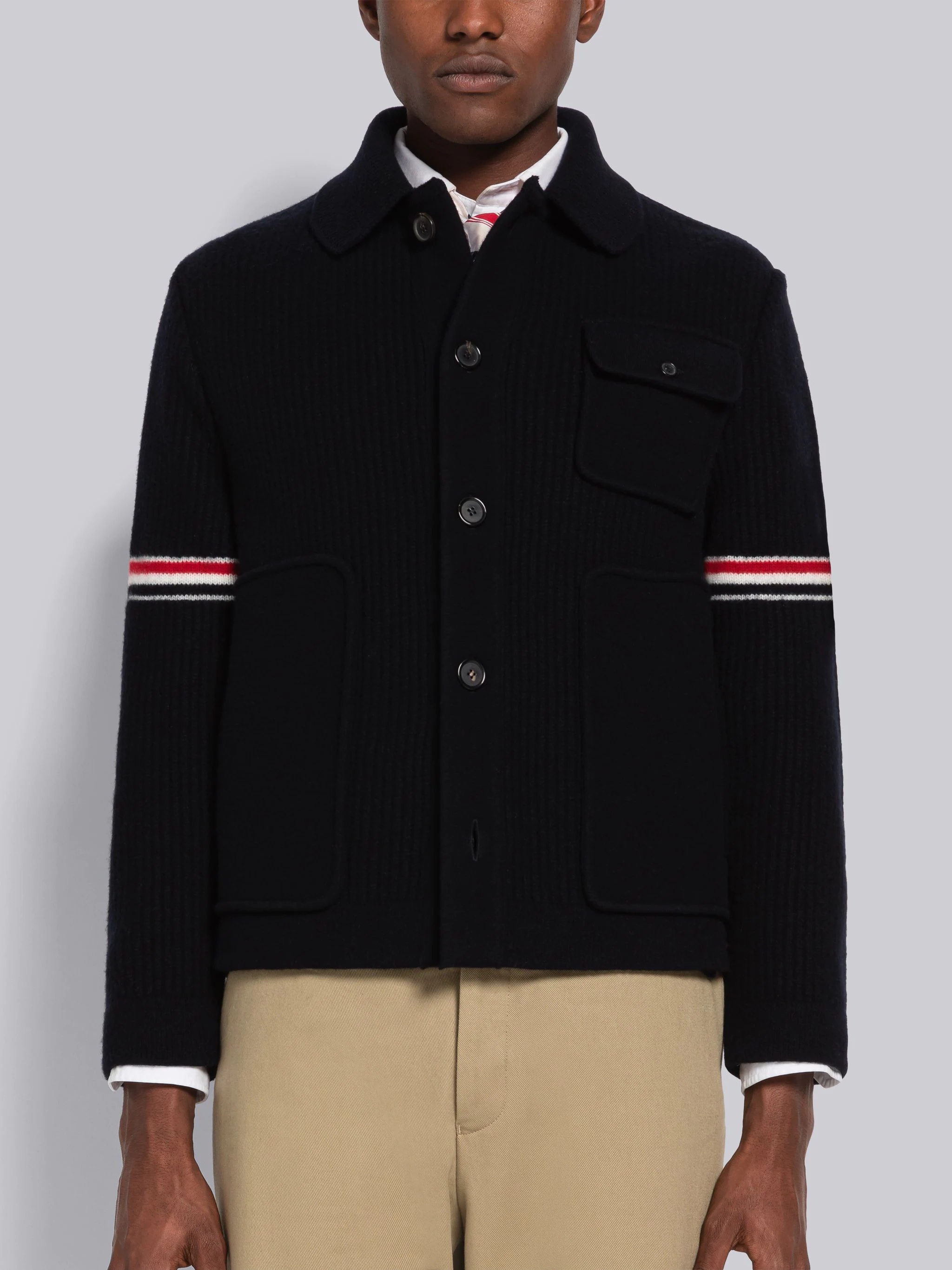 Boiled Wool Stripe Workman's Jacket - 1