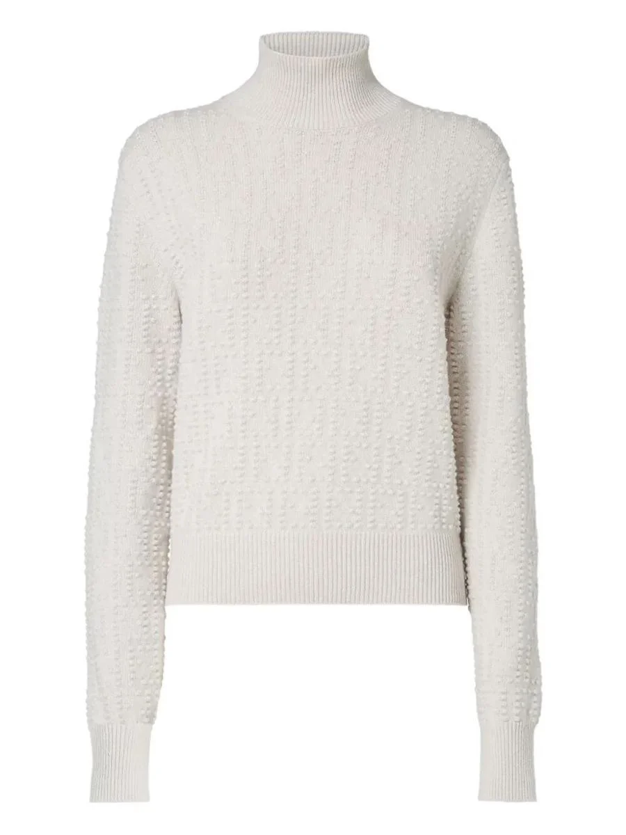 Fendi High-Neck Wool And Cashmere Jumper With Ff Polka Dot Embroidery Clothing - 1