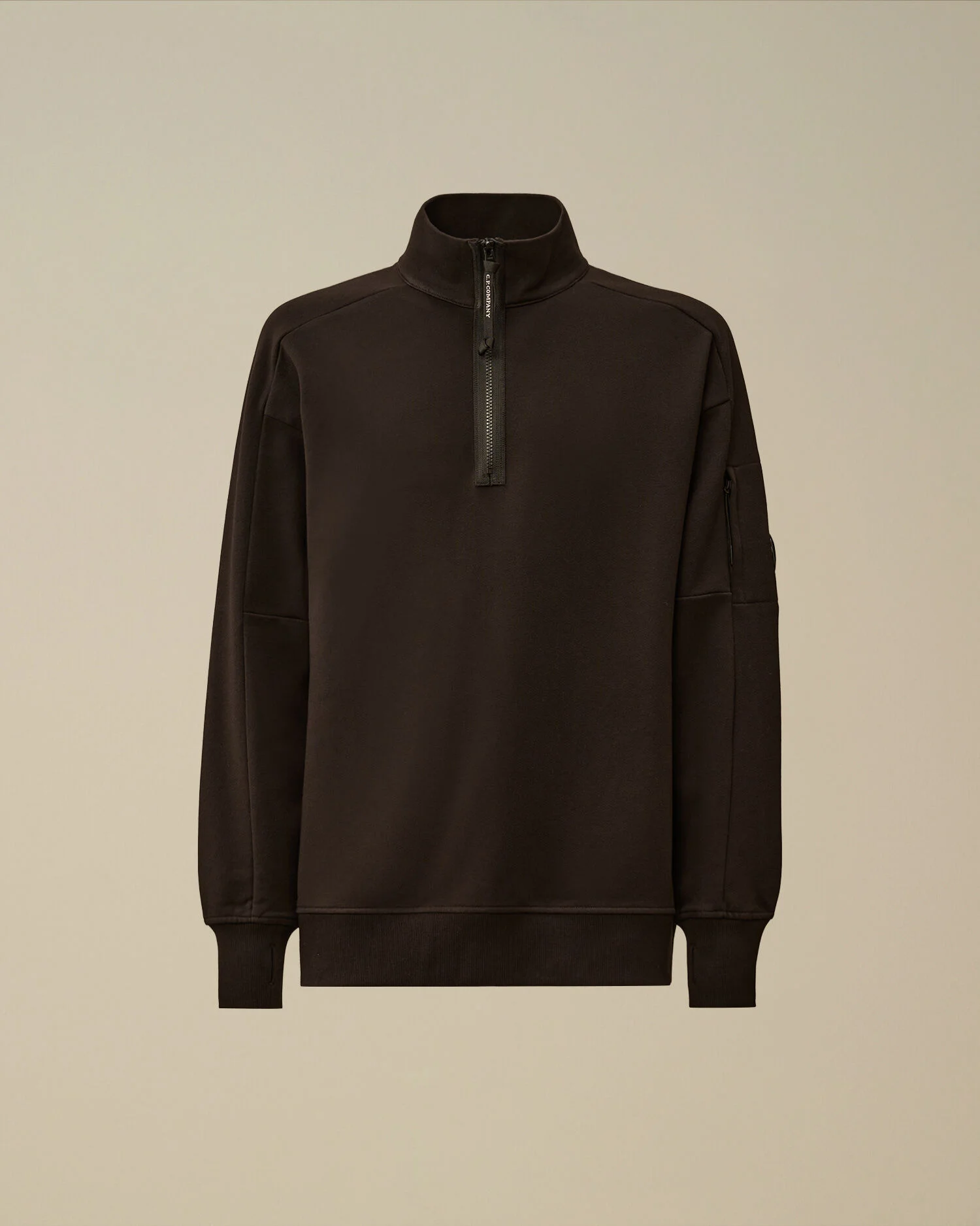 Diagonal Raised Fleece Half Zip Sweatshirt - 1