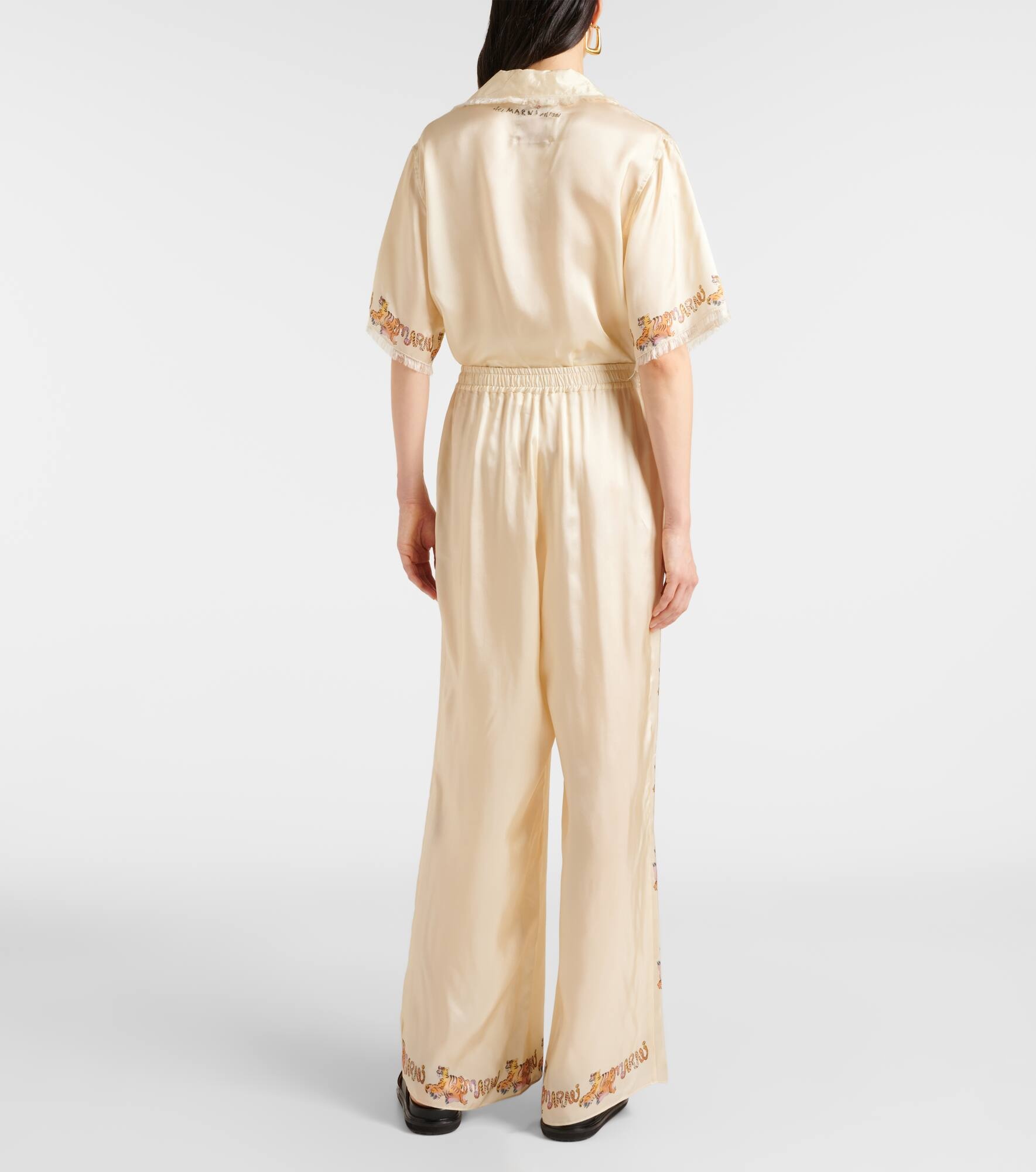 Printed satin straight pants - 3