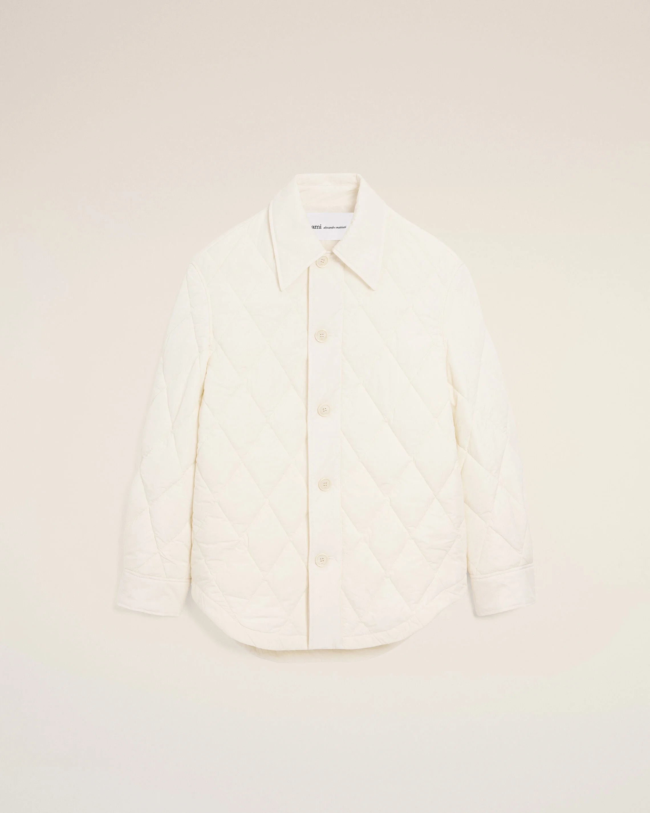 WHITE NYLON PADDED BUTTONED JACKET - 1