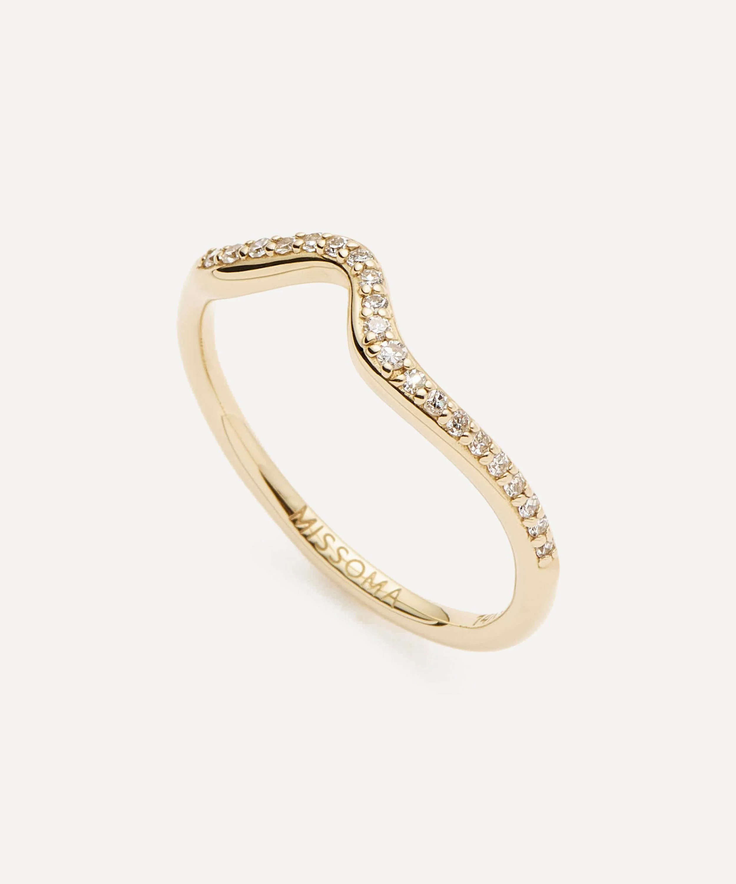 14ct Gold Molten Snow Fine Diamond Stacking Ring - 1