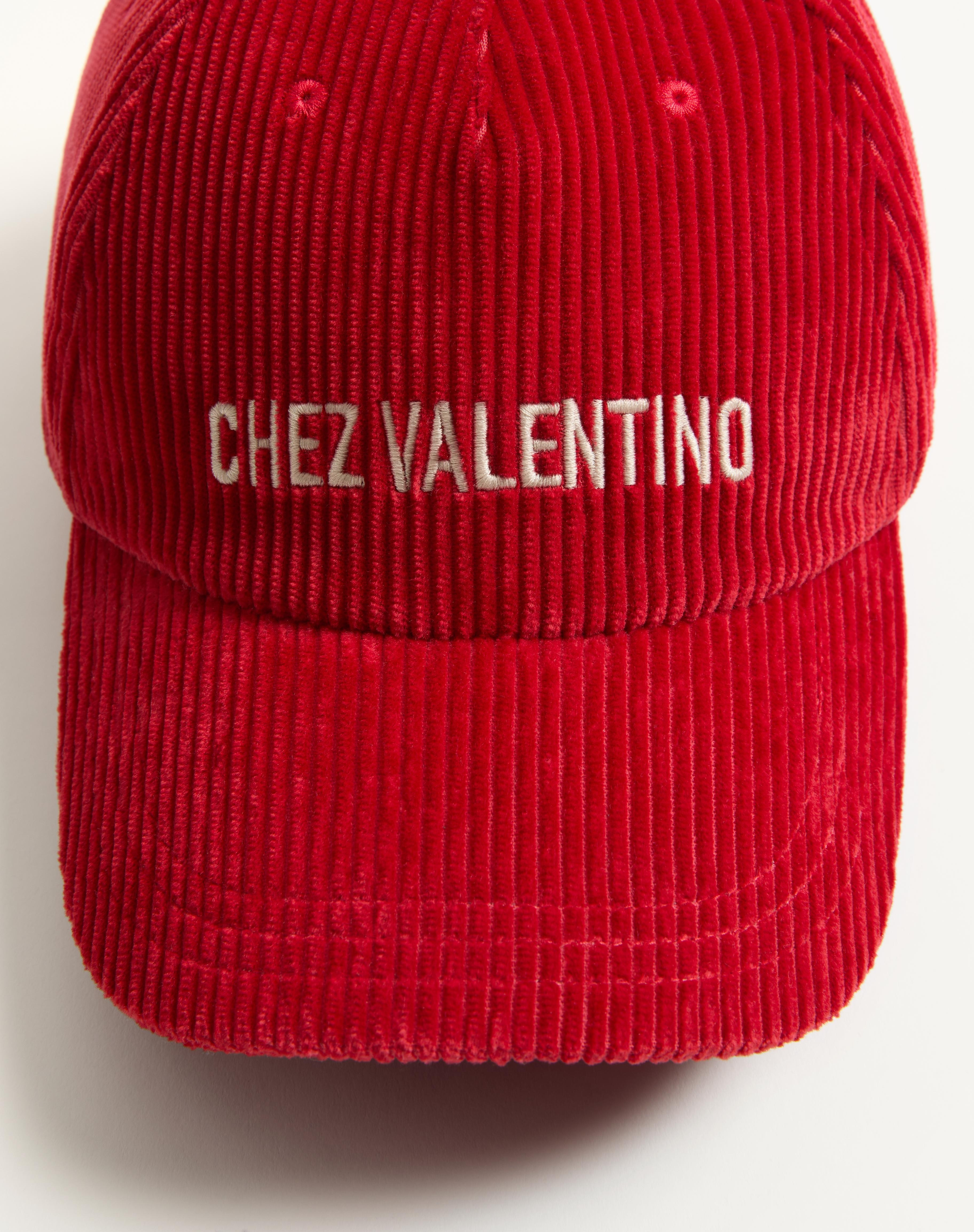 CHEZ VALENTINO VELVET BASEBALL CAP WITH EMBROIDERY - 5
