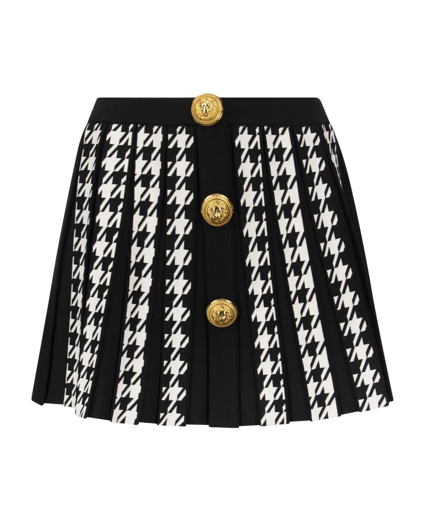 Pleated Miniskirt With Buttons - 1