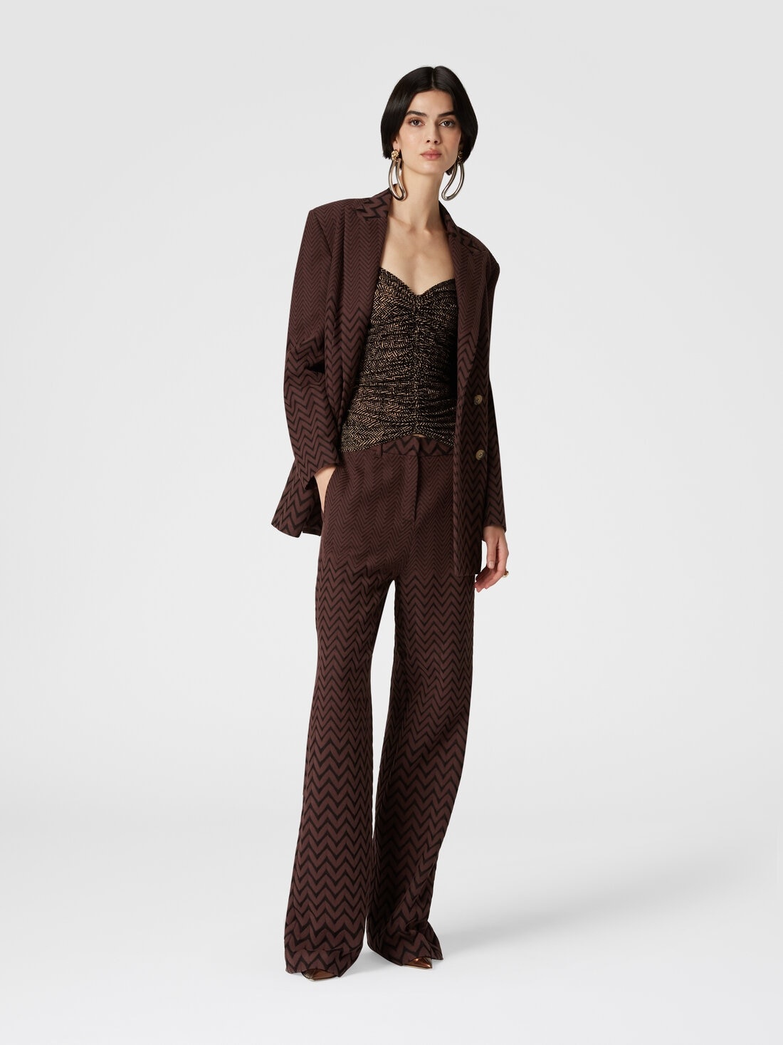 Classic zigzag cotton and viscose trousers - 2