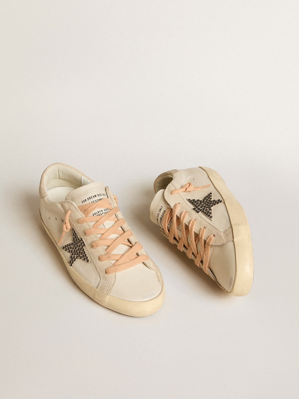 Super-Star LTD in leather with beige suede star with Swarovski studs - 2