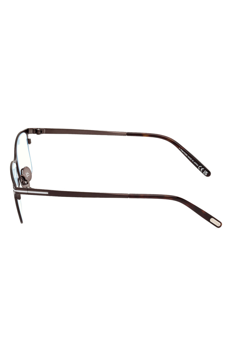 TOM FORD 54mm Rectangular Blue Light Blocking Glasses in Gunmetal Havana /T Logo 6