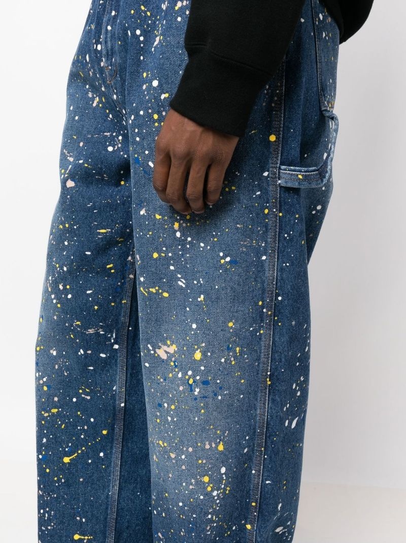 paint-splattered wide-leg jeans - 5