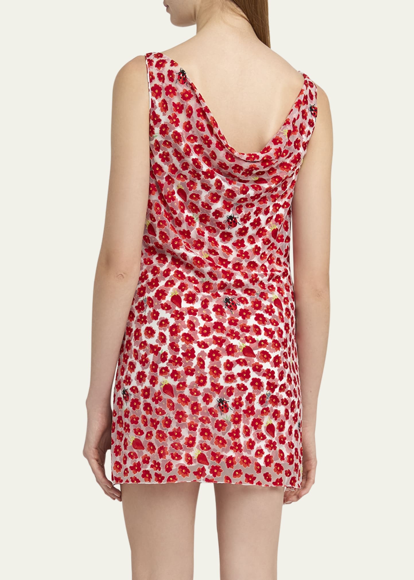VERSACE Strawberry Garden Devore Jersey Mini Dress