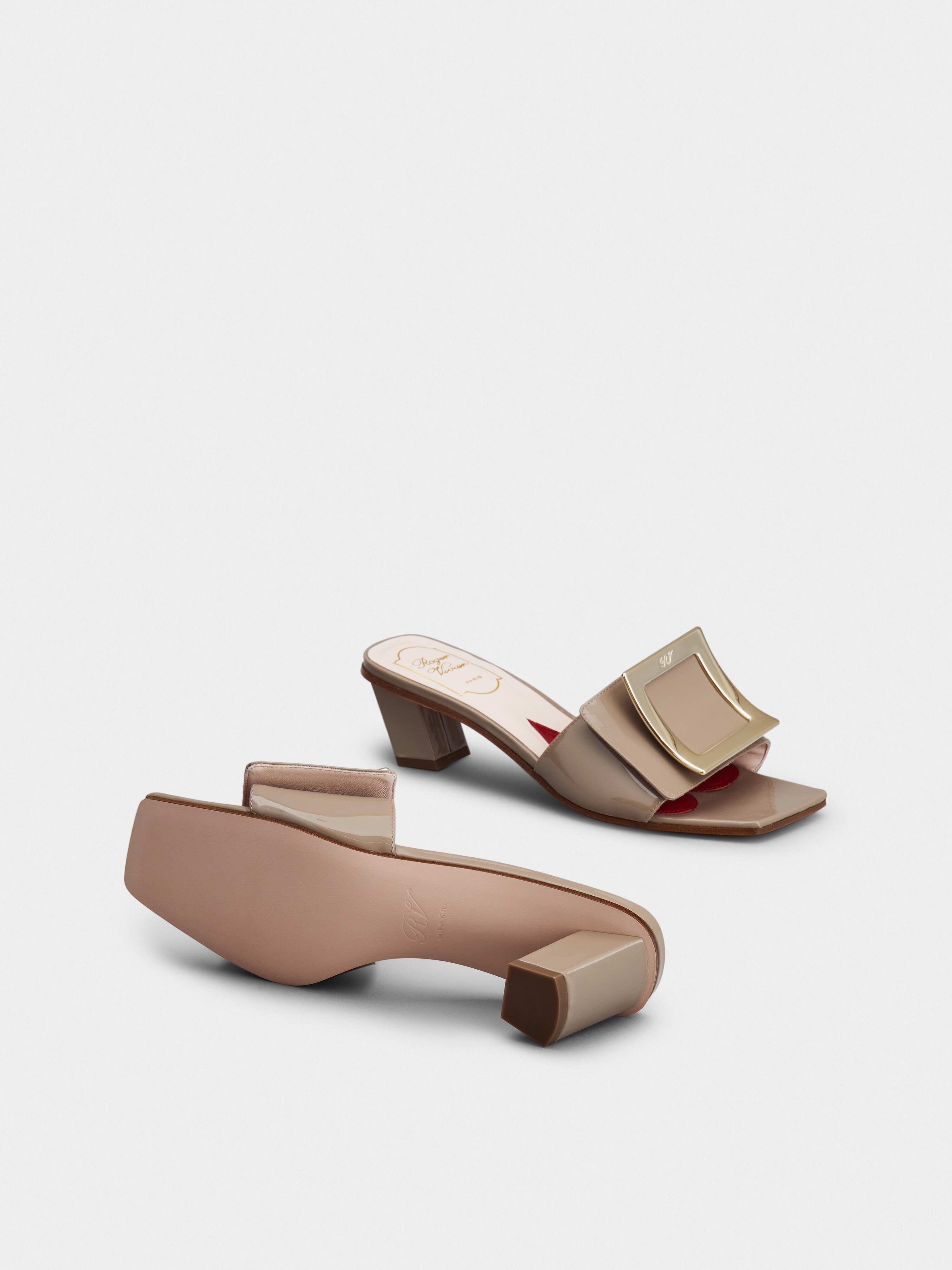 Roger Vivier Love Metal Buckle Mules in Patent Leather