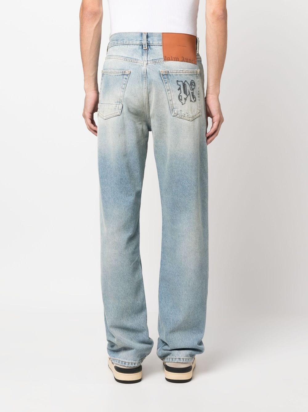 distressed straight-leg jeans - 4