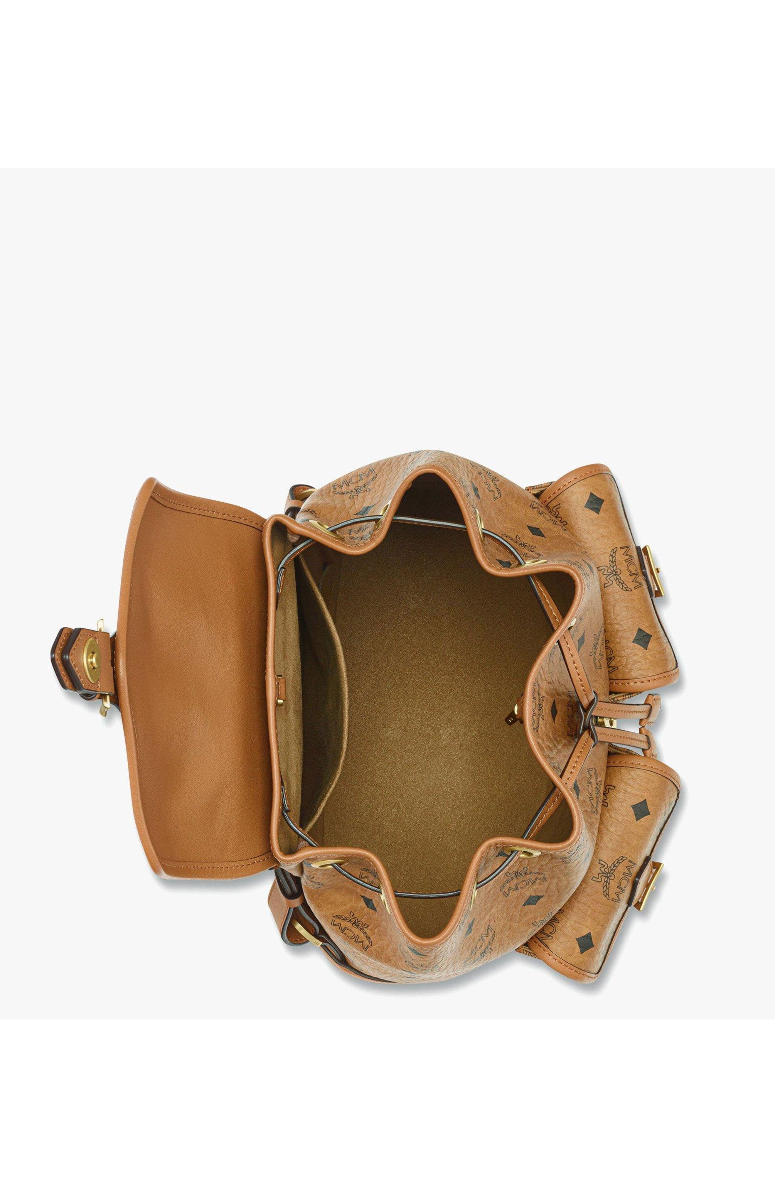 MCM Small Aren Drawstring Backpack in Visetos in Brown at Nordstrom - 3