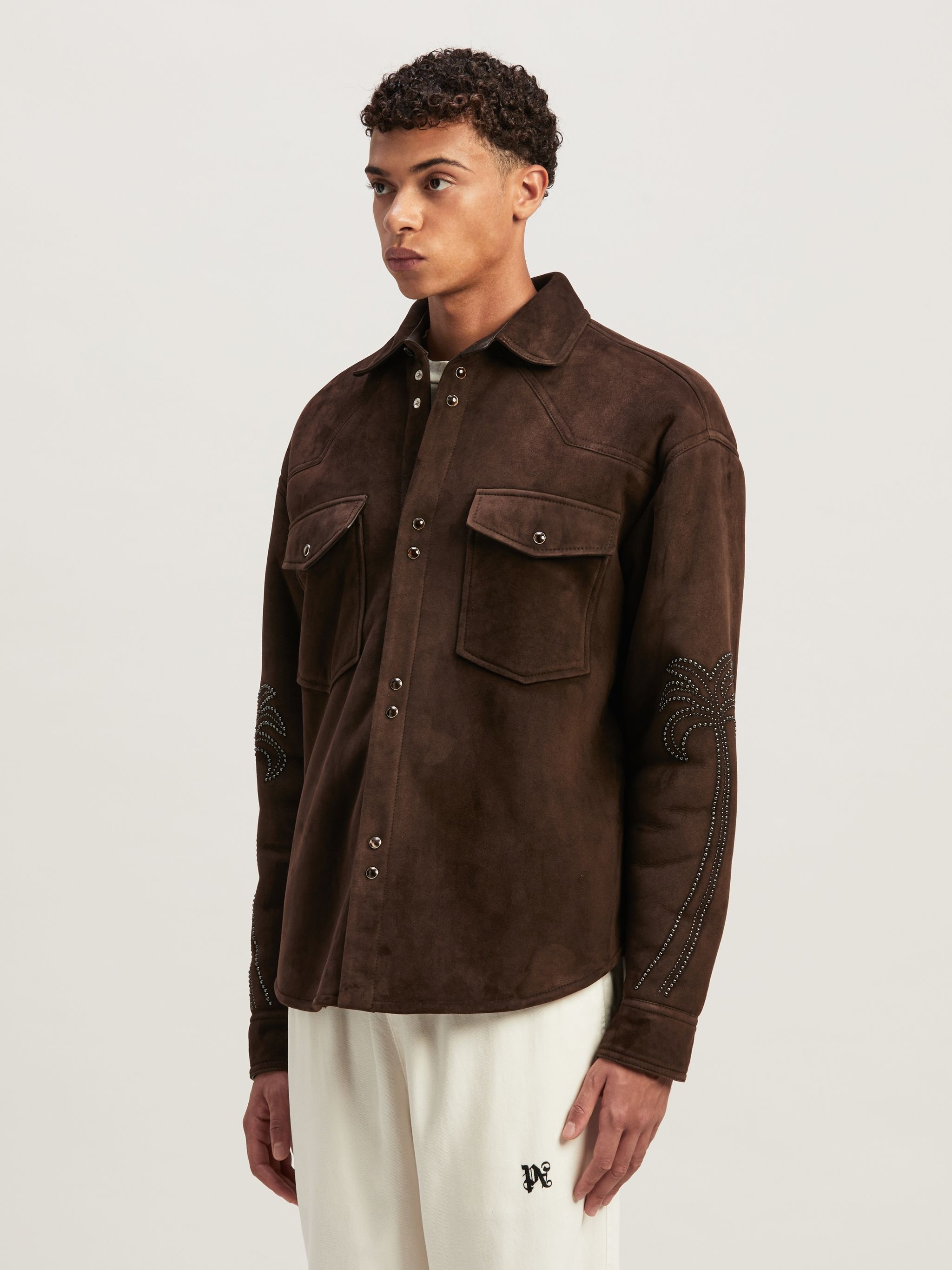Palms Stud Leather Shirt - 4