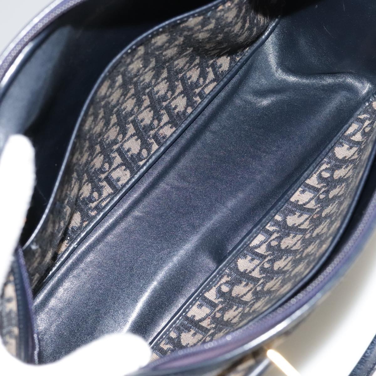 DIOR Trotter Canvas Hand Bag Navy Gold - 12