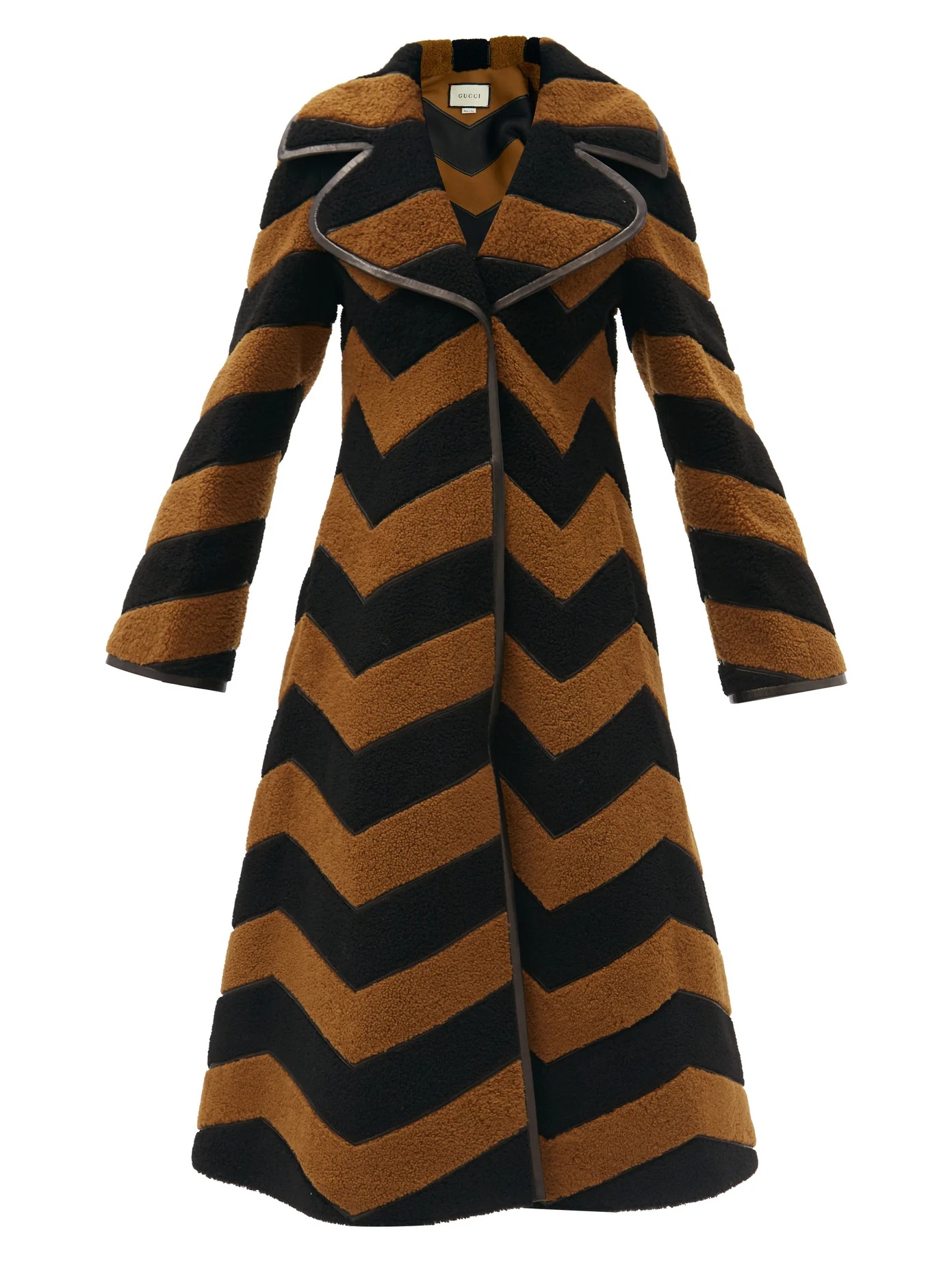 Chevron-panelled shearling coat - 1