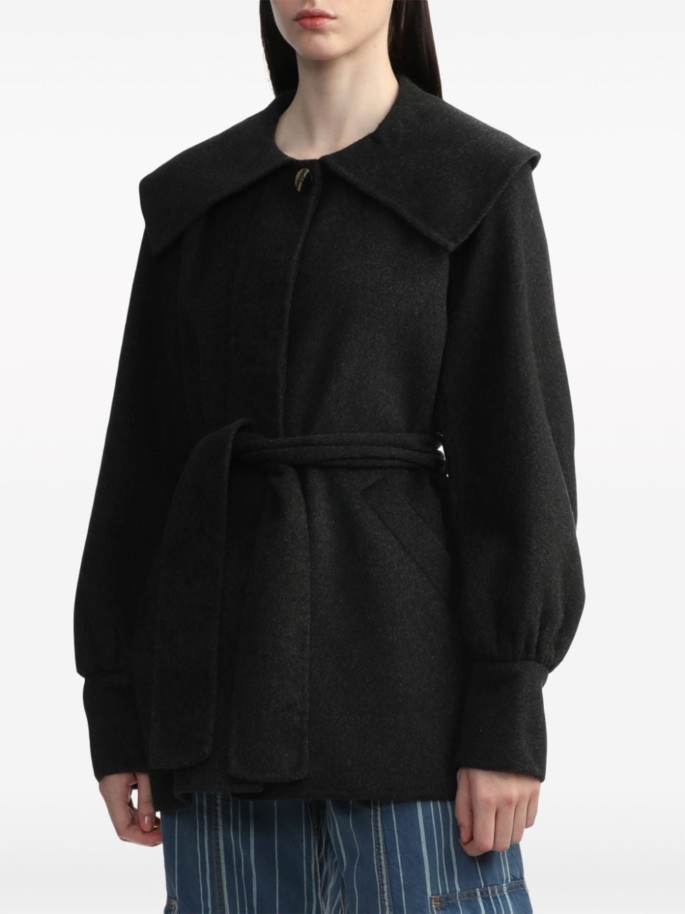 belted-waist wool-blend jacket - 3