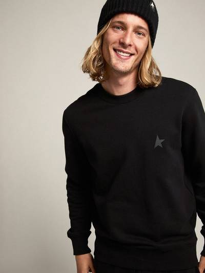 Golden Goose Black Archibald Star Collection sweatshirt with tone-on-tone star on the front outlook