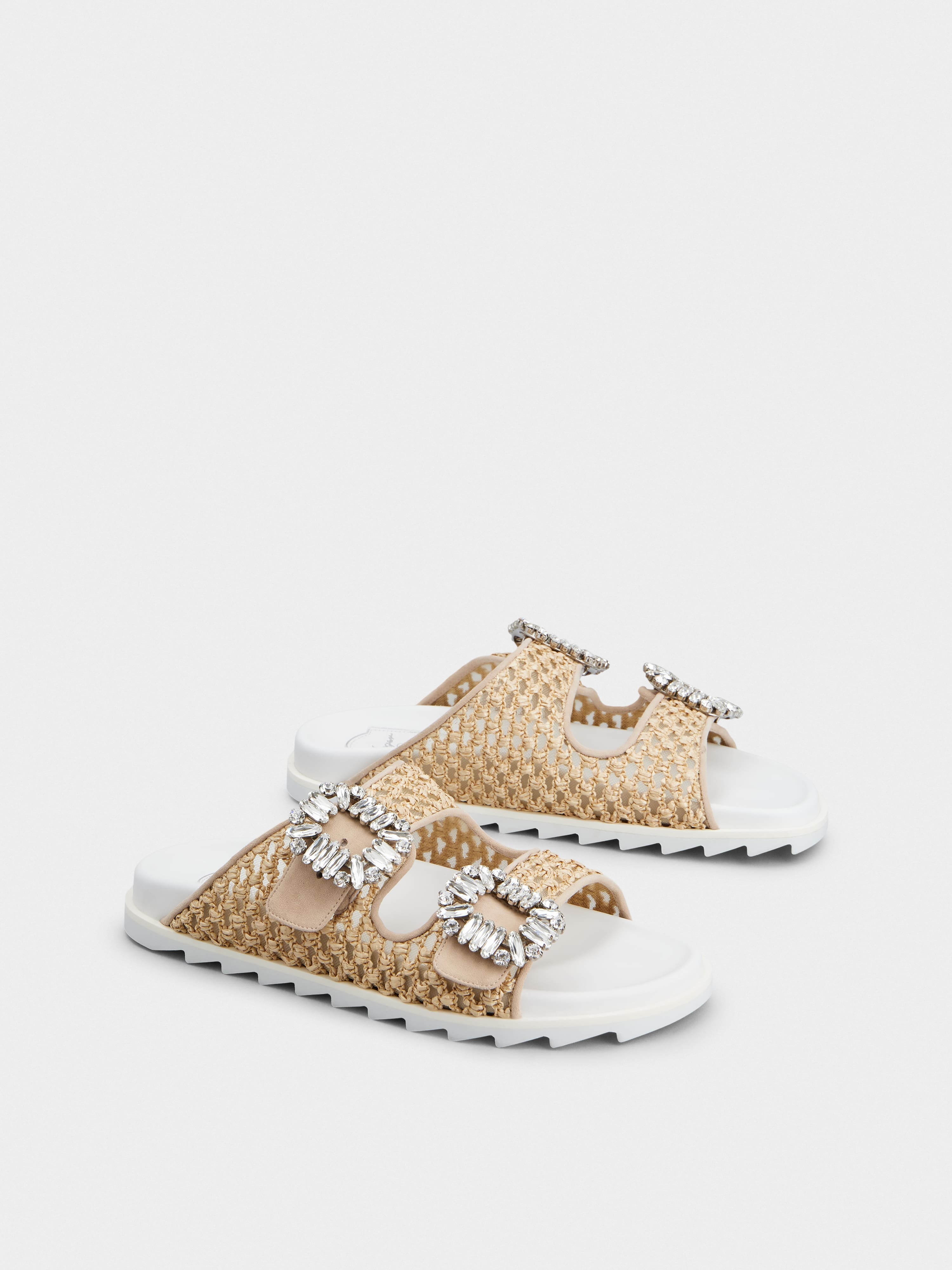 Slidy Viv' Strass Buckle Mules in Raffia - 2