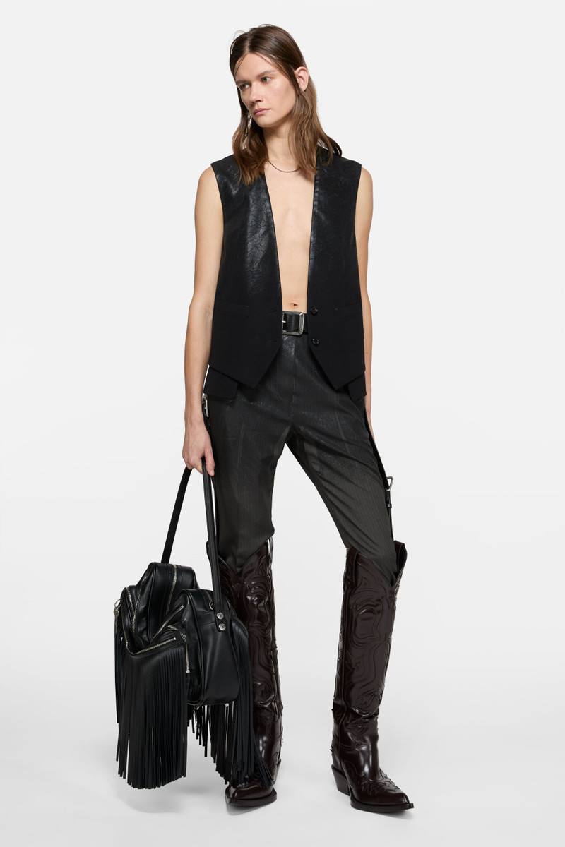 Acne Studios Camero Camera Fringed Shoulder Bag - Black outlook