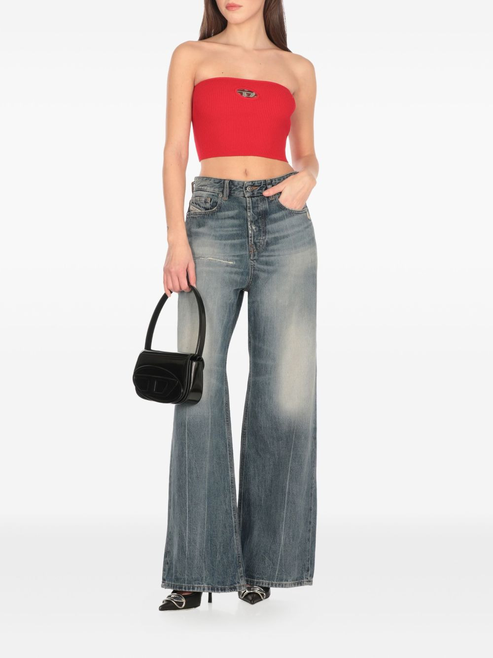 washed effect wide leg jeans - 2