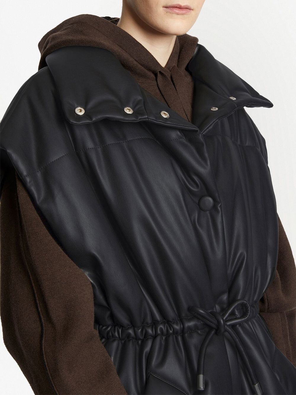 padded faux-leather gilet - 5