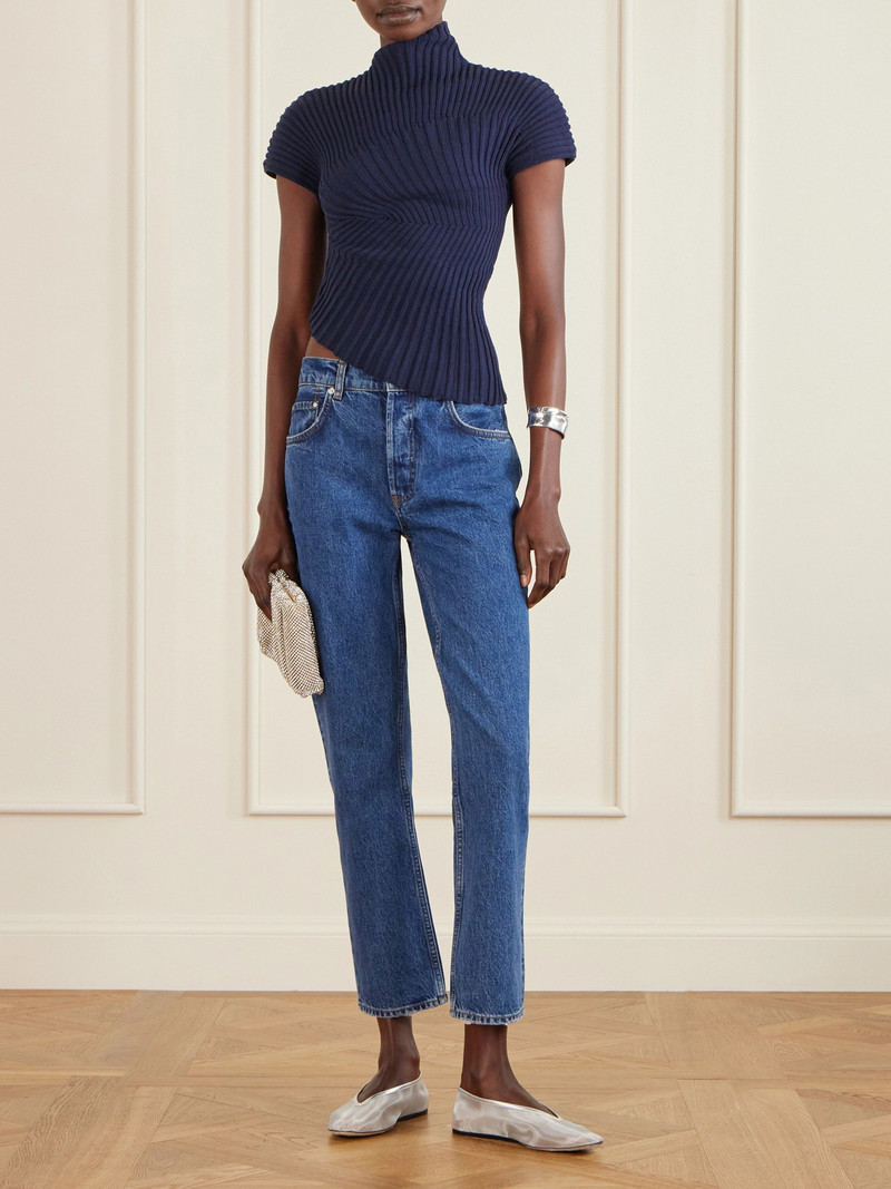 Cult Gaia Annemie Asymmetric Ribbed Cotton Top outlook