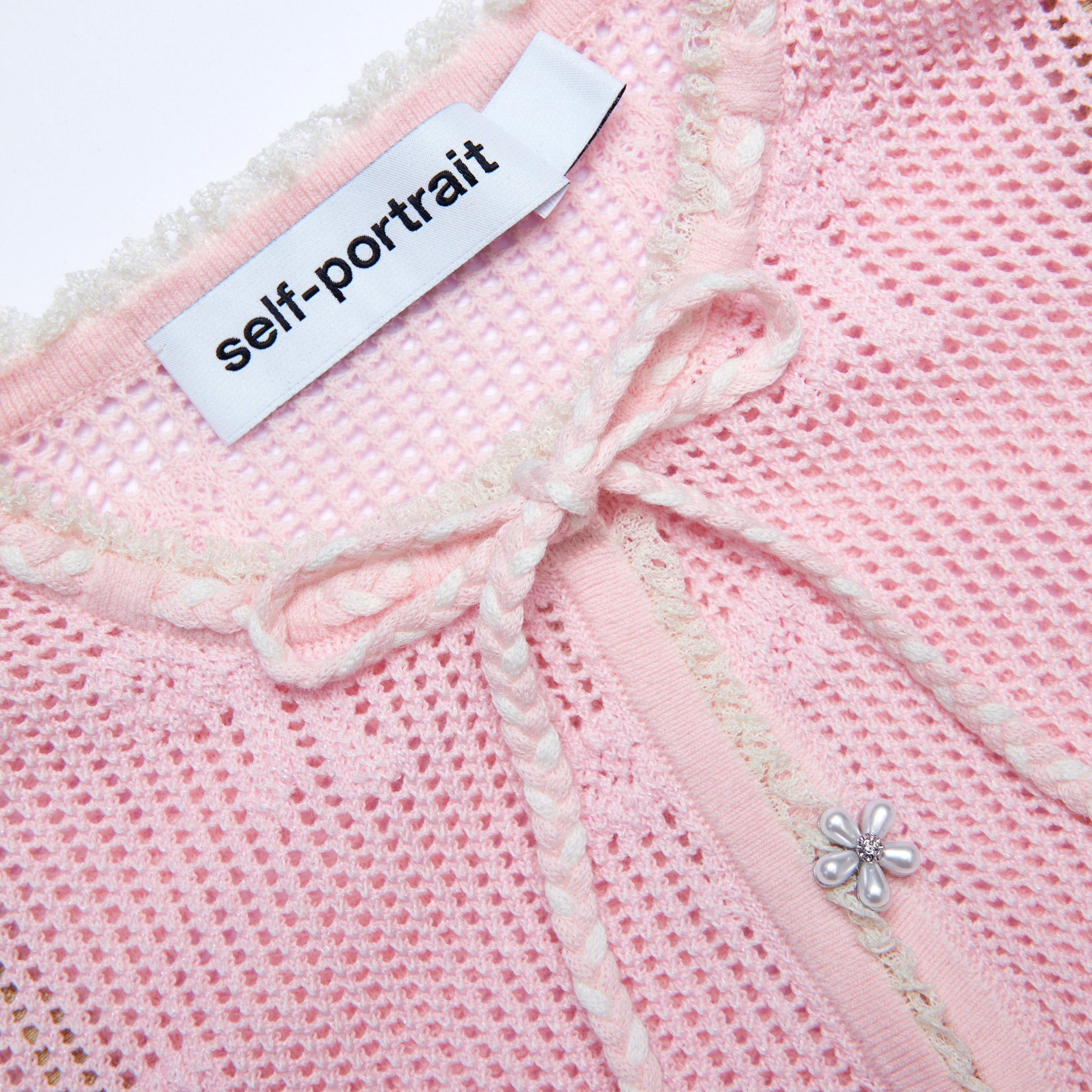 Pink Bow Crochet Cardigan - 5