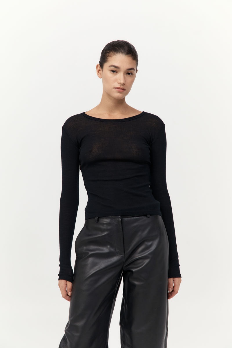 Baby Wool Long Sleeve Top - Black - 3