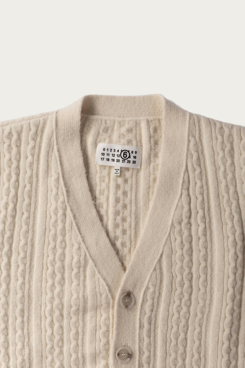MM6 Maison Margiela Cable Knit Cardigan - Cream outlook