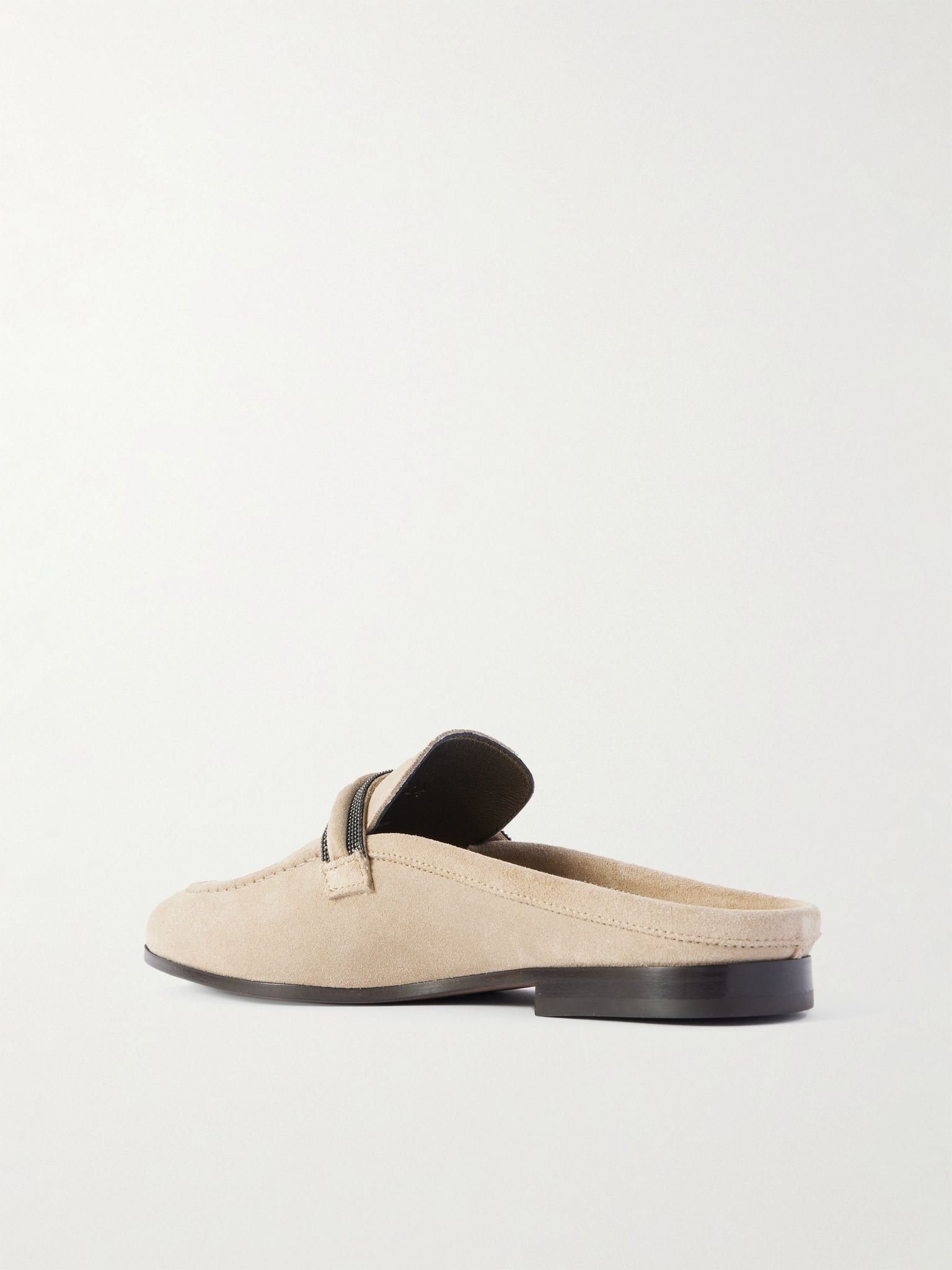 Bead-embellished suede slippers Camel - 3