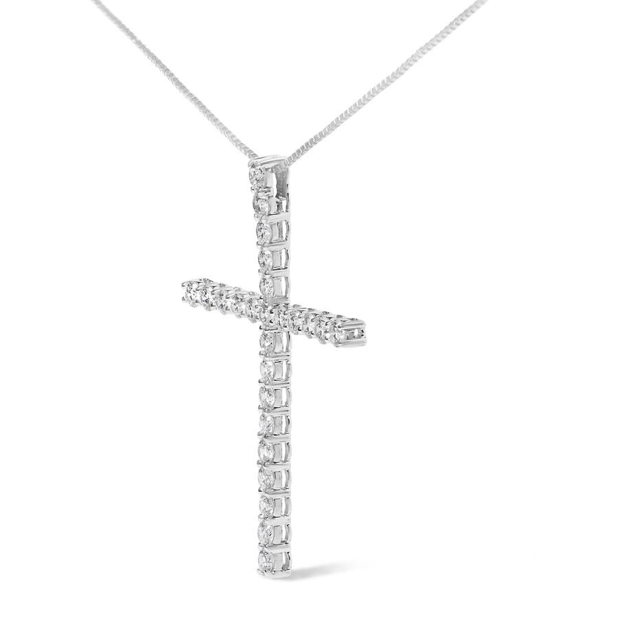 Haus Of Brilliance - Haus of Brilliance 14K White Gold 2.0 Cttw Lab Grown Diamond Cross 18" Inch Pendant Necklace (F-G ,  - 3
