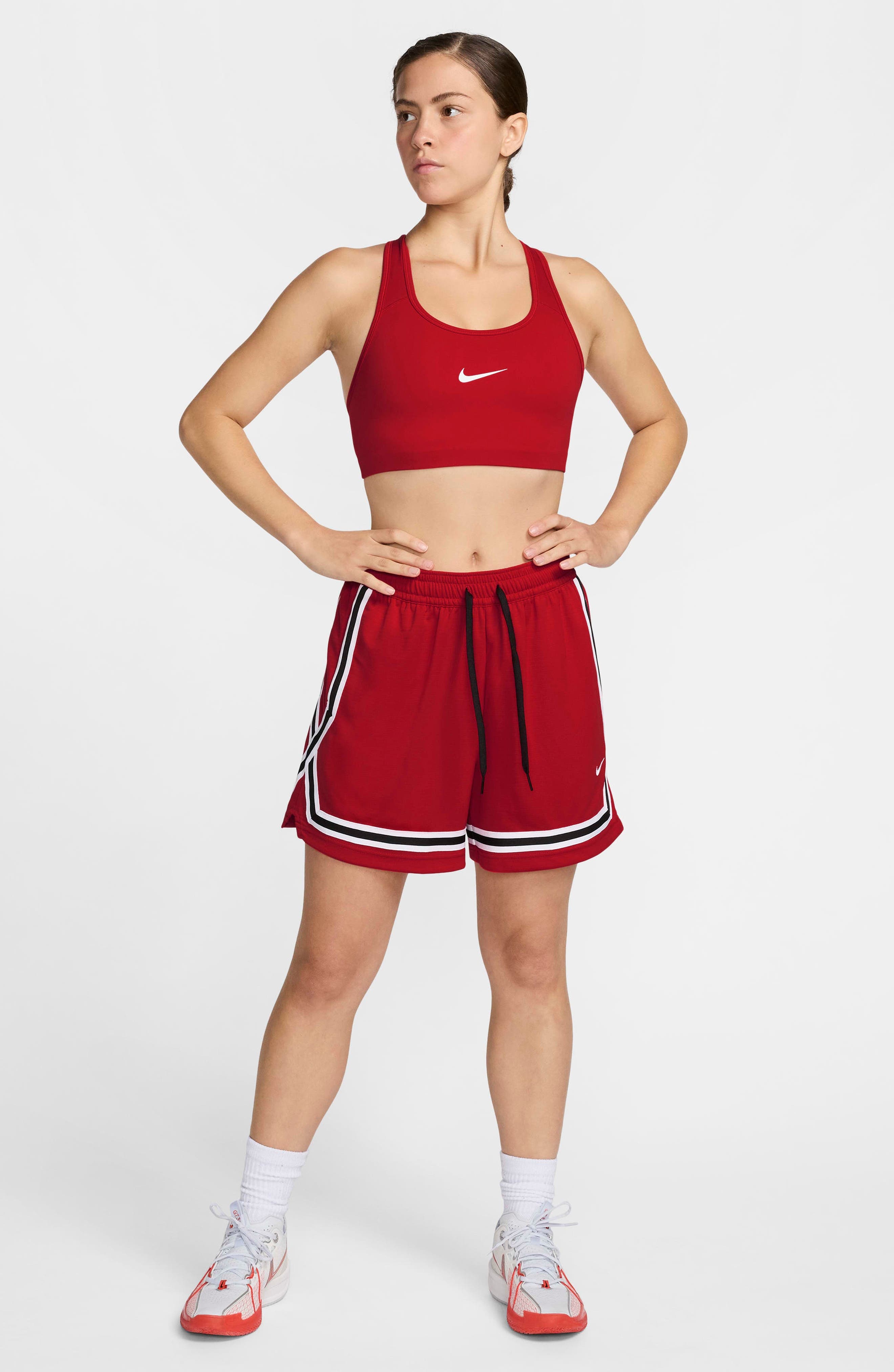 Nike Crossover Dri-FIT Performance Basketball Shorts in University Red/Black/White at Nordstrom - 4