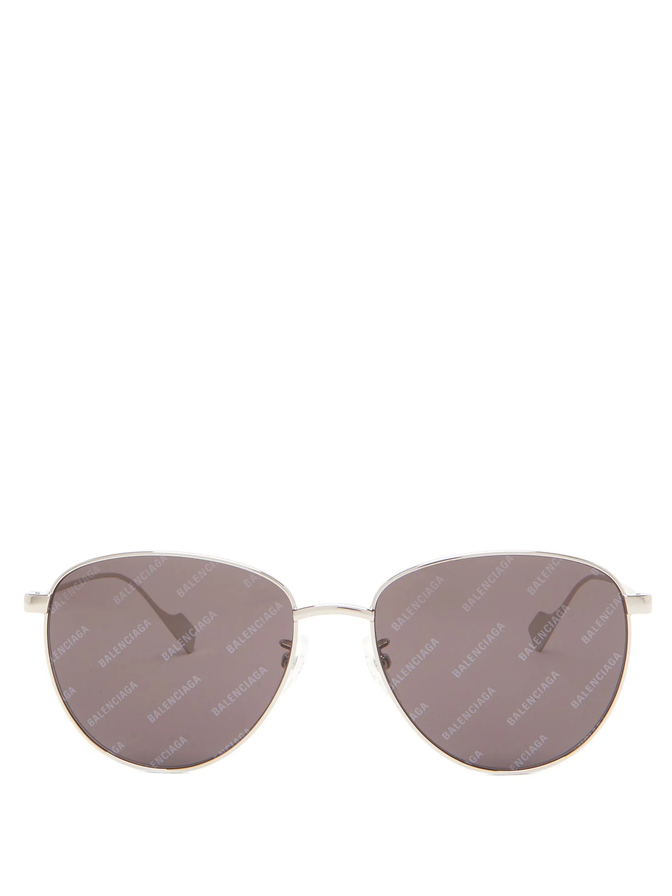 Logo-print round metal sunglasses - 1