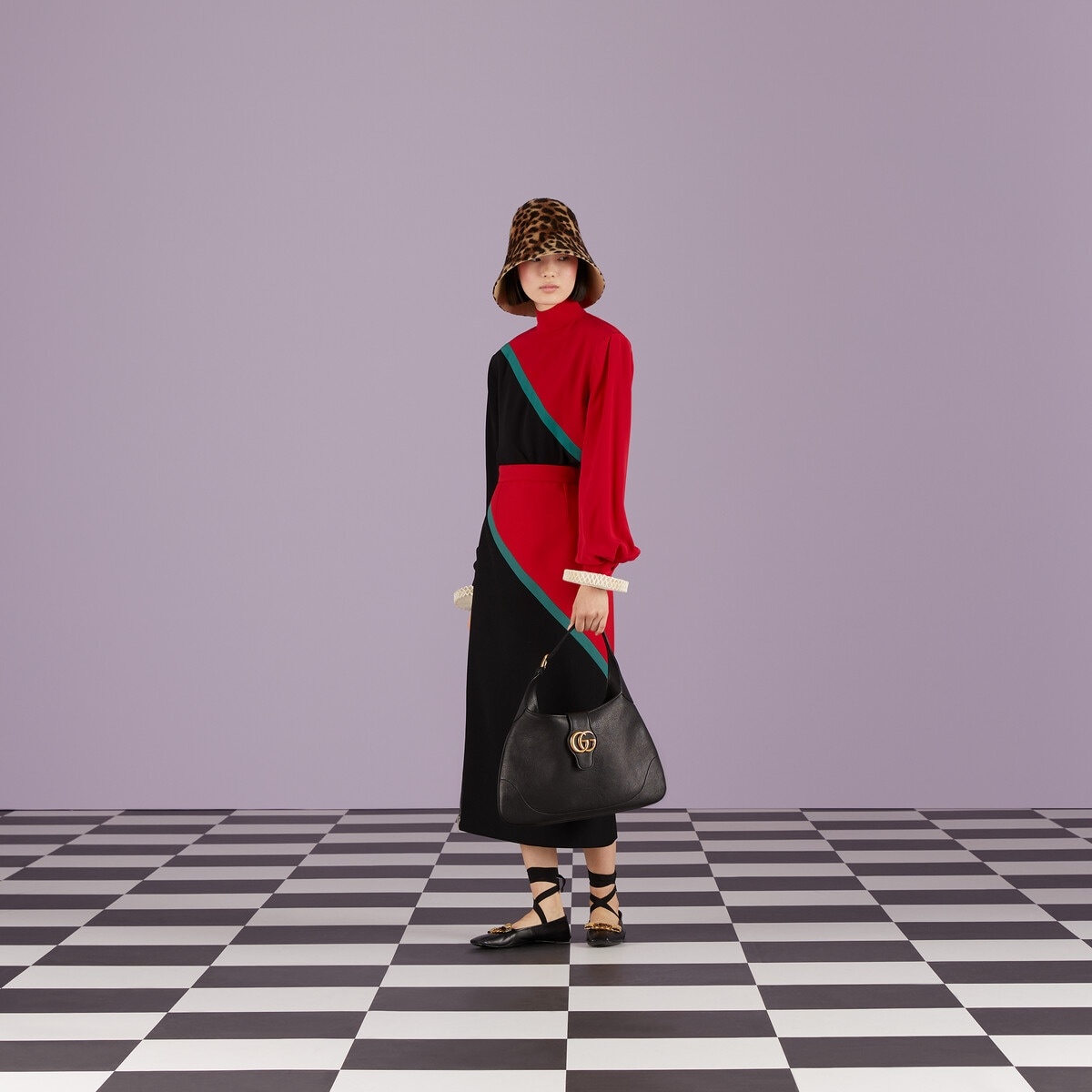 Diagonal stripe wool skirt - 2