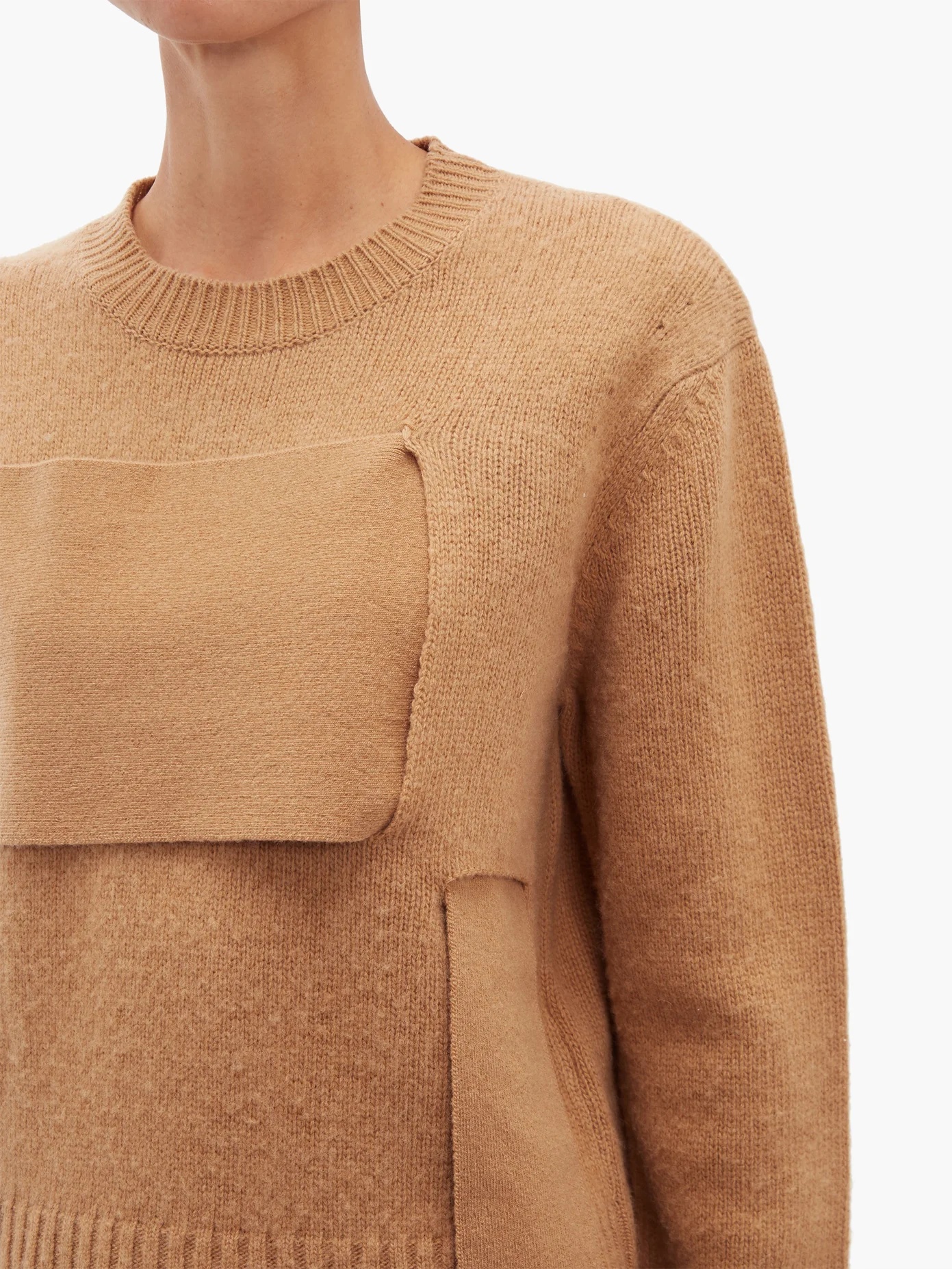 Woven-panel wool sweater - 3