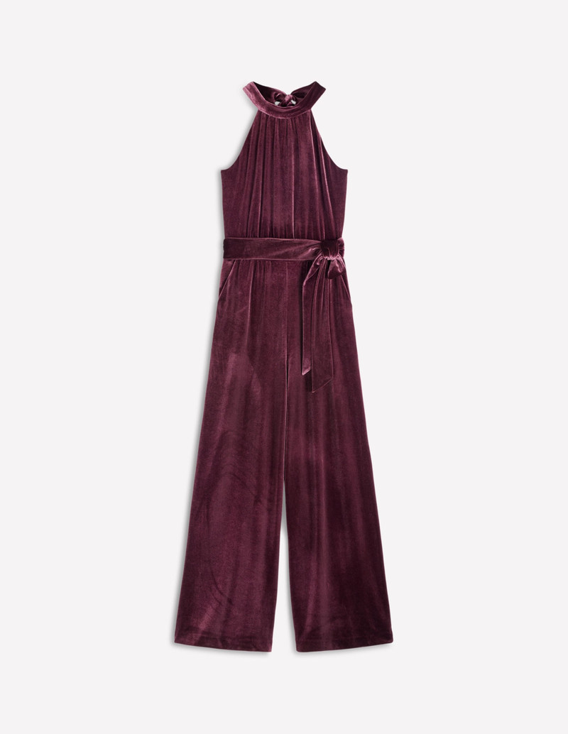 Jersey Halter Jumpsuit-Dark Cherry 1