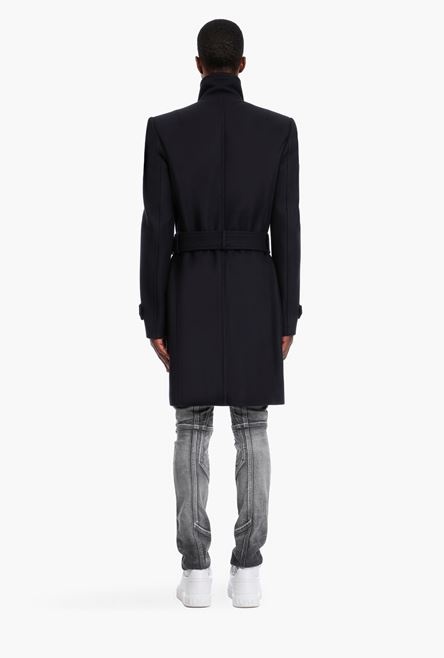 Black double-breasted wool coat - 3