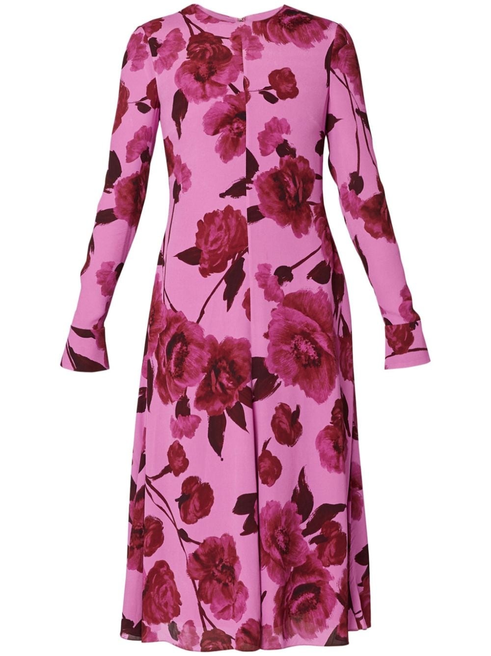 floral-print long-sleeve midi dress - 1