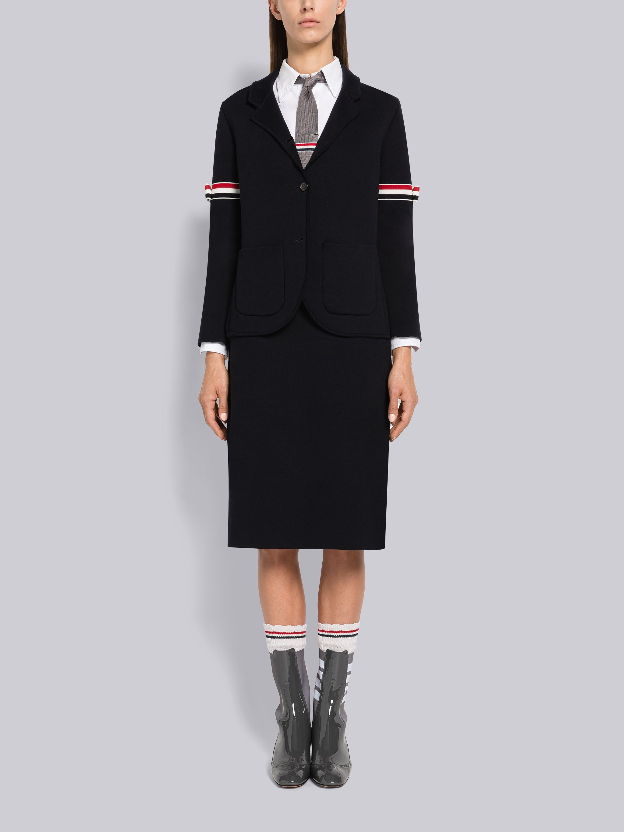 Double Face Cotton A-Line Skirt With Bow - 4