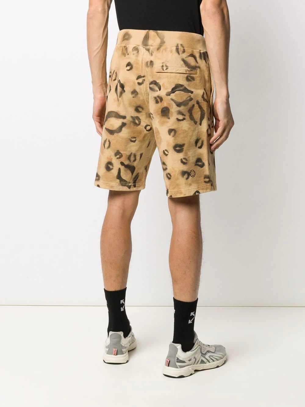 leopard-print cotton track shorts - 4