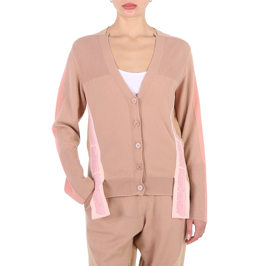 Stella Mccartney Soft Tonal Mix Logo-Strap Panelled Cardigan - 3