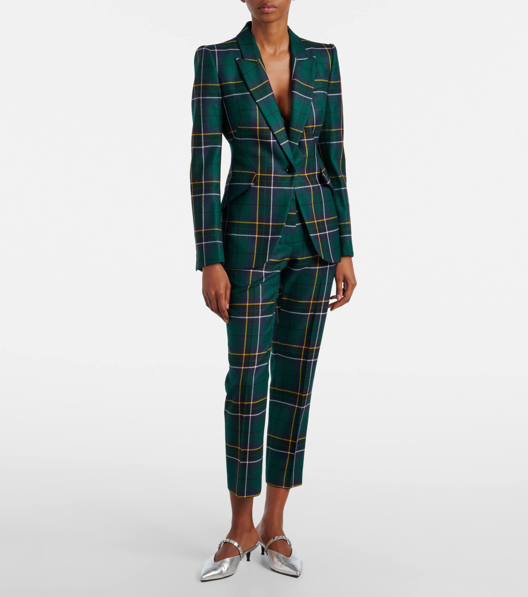 Plaid wool straight pants - 2