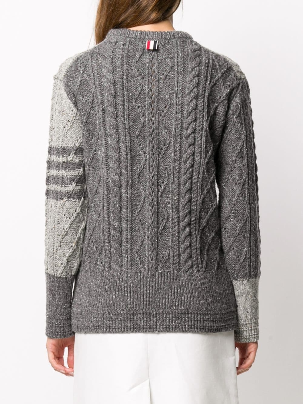 FUN MIX CABLE RELAXED FIT CREWNECK PULLOVER W/ 4 BAR IN MOHAIR TWEED - 4