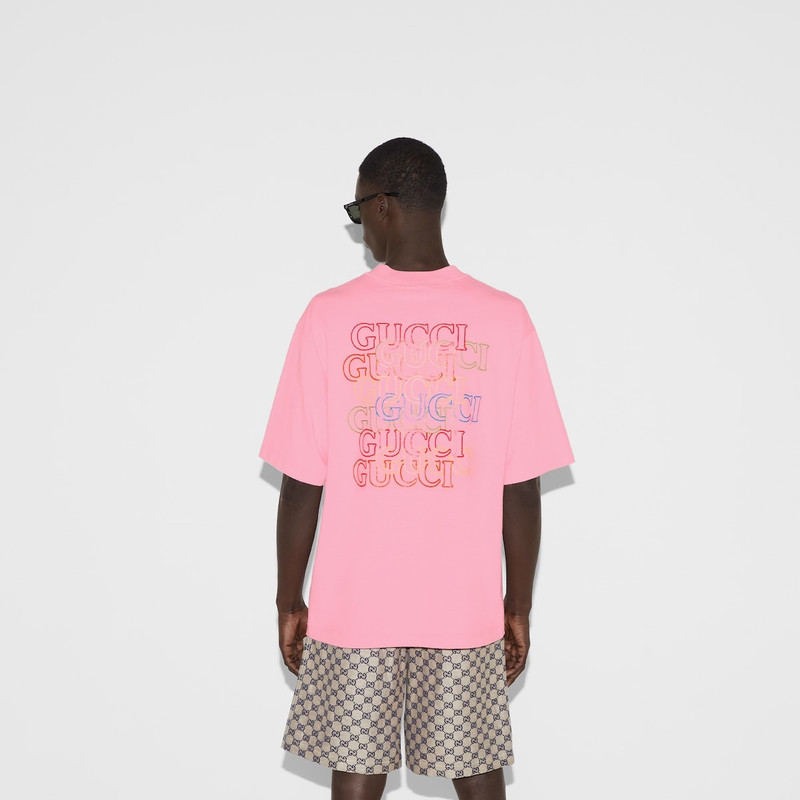 Cotton jersey T-shirt with Gucci print 4